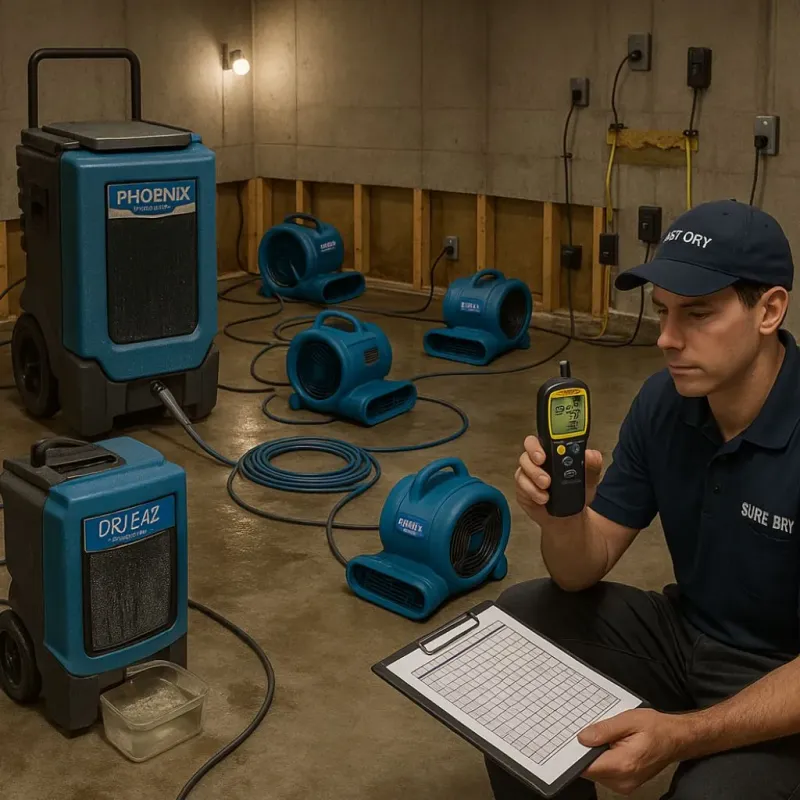 Structural Drying and Dehumidification process in Woodridge, IL